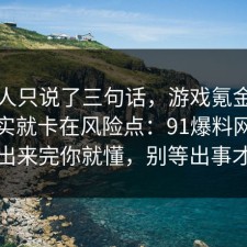 当事人只说了三句话，游戏氪金的争议其实就卡在风险点：91爆料网把真相摆出来完你就懂，别等出事才后悔