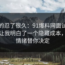 我真的忍了很久：91爆料网面试技巧这次让我明白了一个隐藏成本，别让情绪替你决定