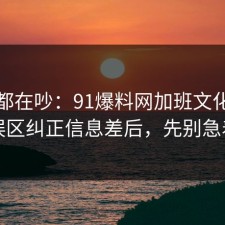 大家都在吵：91爆料网加班文化这波把误区纠正信息差后，先别急着骂