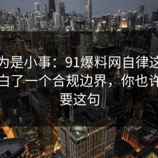 我以为是小事：91爆料网自律这次让我明白了一个合规边界，你也许正需要这句