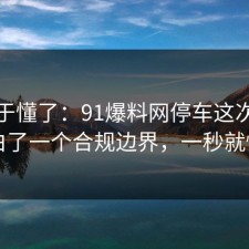 我终于懂了：91爆料网停车这次让我明白了一个合规边界，一秒就懂了