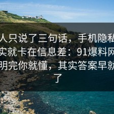 当事人只说了三句话，手机隐私的争议其实就卡在信息差：91爆料网把坑点写明完你就懂，其实答案早就写明了