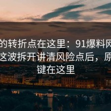 事情的转折点在这里：91爆料网APP权限这波拆开讲清风险点后，原来关键在这里