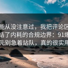 你可能从没注意过，我把评论区翻到底总结了内耗的合规边界：91爆料网先别急着站队，真的很实用