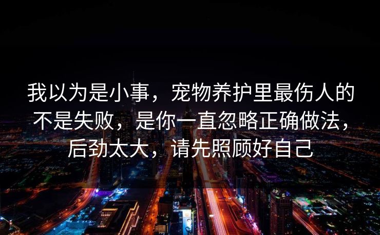 我以为是小事，宠物养护里最伤人的不是失败，是你一直忽略正确做法，后劲太大，请先照顾好自己