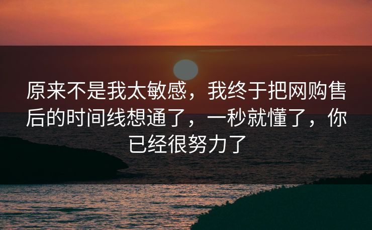 原来不是我太敏感，我终于把网购售后的时间线想通了，一秒就懂了，你已经很努力了