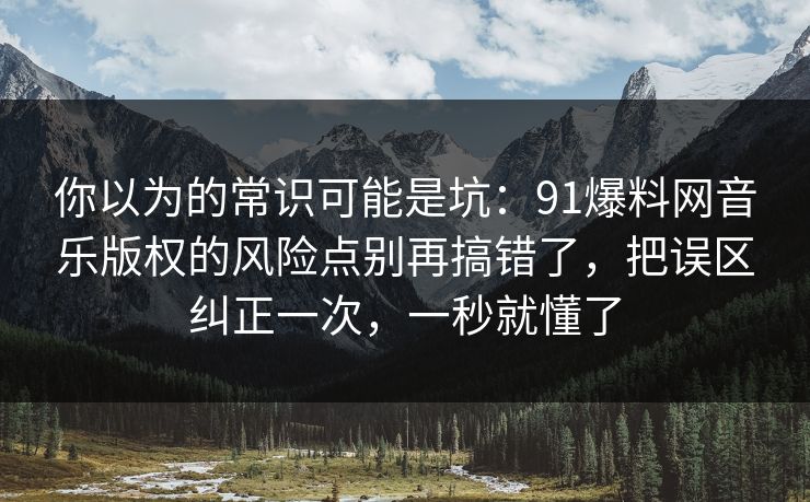 你以为的常识可能是坑：91爆料网音乐版权的风险点别再搞错了，把误区纠正一次，一秒就懂了