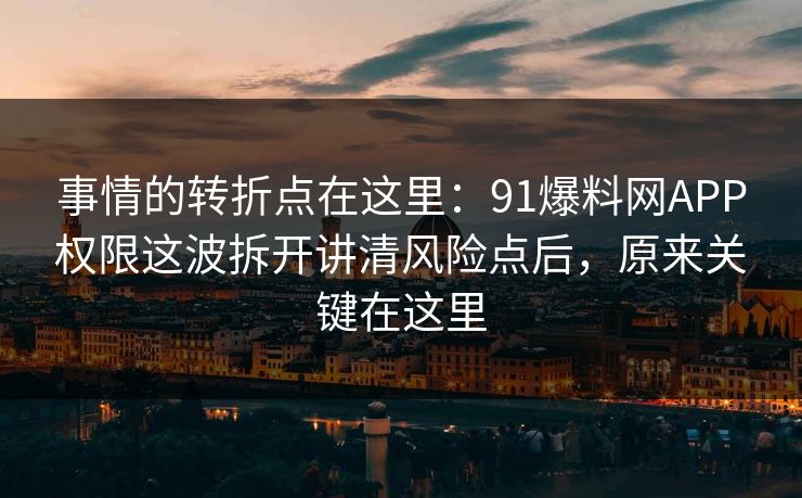 事情的转折点在这里：91爆料网APP权限这波拆开讲清风险点后，原来关键在这里  第1张