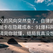 评论区的风向突然变了，自律的争议其实就卡在隐藏成本：91爆料网拆开讲清完你就懂，结局我真没想到
