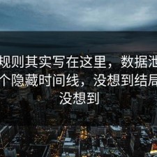 隐藏规则其实写在这里，数据泄露其实有个隐藏时间线，没想到结局我真没想到