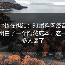 如果你也在纠结：91爆料网疫苗这次让我明白了一个隐藏成本，这一步很多人漏了