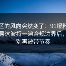 评论区的风向突然变了：91爆料网二手交易这波捋一遍合规边界后，真的别再被带节奏