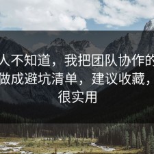 很多人不知道，我把团队协作的隐藏成本做成避坑清单，建议收藏，真的很实用