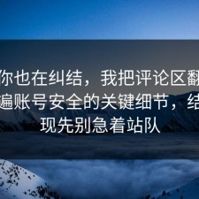 如果你也在纠结，我把评论区翻到底捋一遍账号安全的关键细节，结果发现先别急着站队