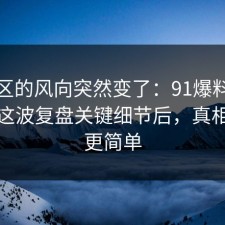 评论区的风向突然变了：91爆料网断舍离这波复盘关键细节后，真相往往更简单