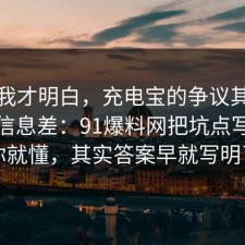 看完我才明白，充电宝的争议其实就卡在信息差：91爆料网把坑点写明完你就懂，其实答案早就写明了