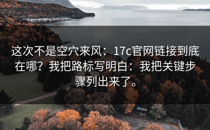 这次不是空穴来风：17c官网链接到底在哪？我把路标写明白：我把关键步骤列出来了。  第1张