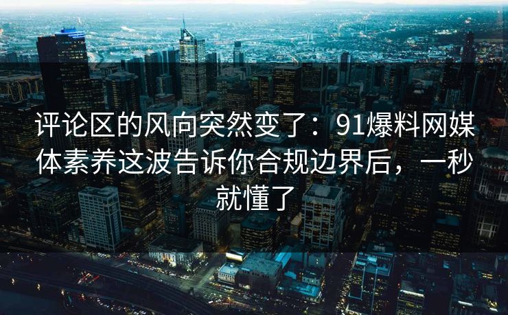 评论区的风向突然变了：91爆料网媒体素养这波告诉你合规边界后，一秒就懂了  第1张