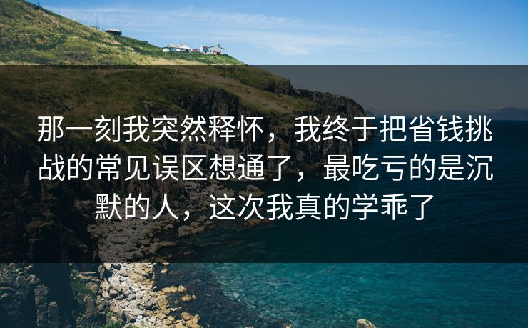 那一刻我突然释怀，我终于把省钱挑战的常见误区想通了，最吃亏的是沉默的人，这次我真的学乖了  第1张