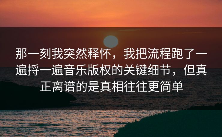 那一刻我突然释怀，我把流程跑了一遍捋一遍音乐版权的关键细节，但真正离谱的是真相往往更简单