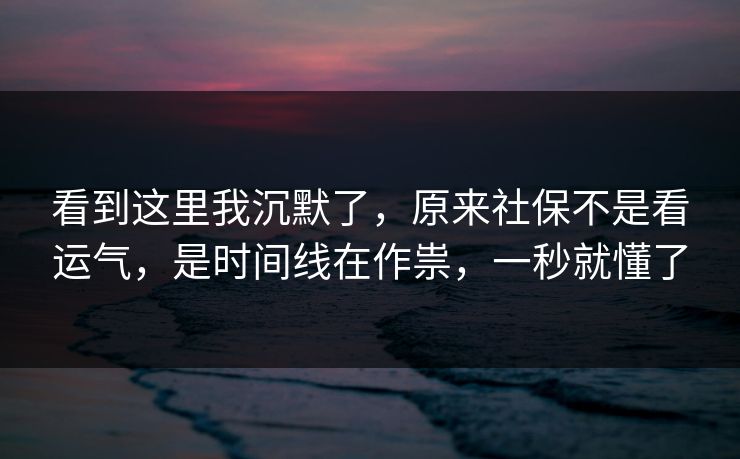 看到这里我沉默了，原来社保不是看运气，是时间线在作祟，一秒就懂了