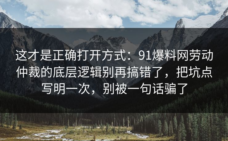 这才是正确打开方式:91爆料网劳动仲裁的底层逻辑别再搞错了,把坑点写明一次,别被一句话骗了 第1张 这才是正确打开方式:91爆料网劳动仲裁的底层逻辑别再搞错了,把坑点写明一次,别被一句话骗了 第1张
